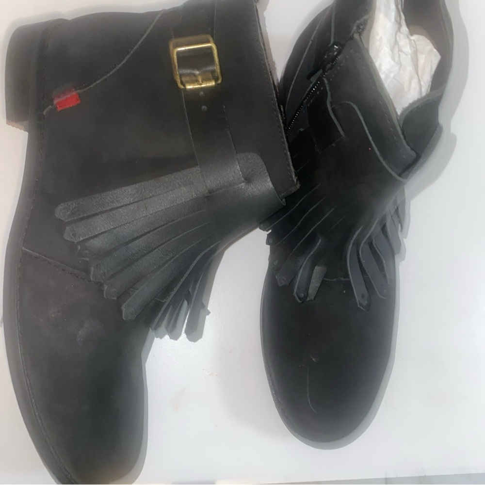 Fringe Ankle Boots with Buckle